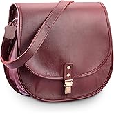 URBAN LEATHER Vintage Leather Crossbody Bags for Women Shoulder Saddle Office Work Tablet Purses for Women, Handmade Genuine Leather Sling Cross Body Designer Satchel Handbag for Ladies, Burgundy