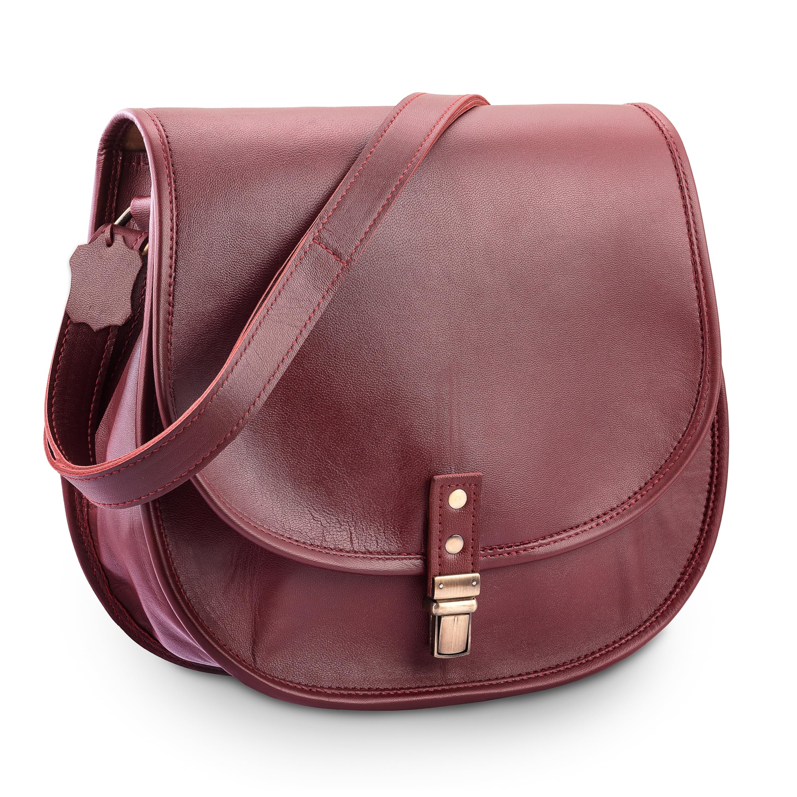 URBAN LEATHER 12 Inch Women's Crossbody Leather Shoulder Bag Handbag - Genuine Leather Saddle Satchel Large Cross Body Vintage Travel Sling Boho Bags for Women