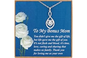 Vanjewnol Gifts for Mom, Bonus Mom Necklace from Daughter/Son, Infinity Heart Necklaces for Women, Mothersday Gift for Stepmom/Mother in Law N01D