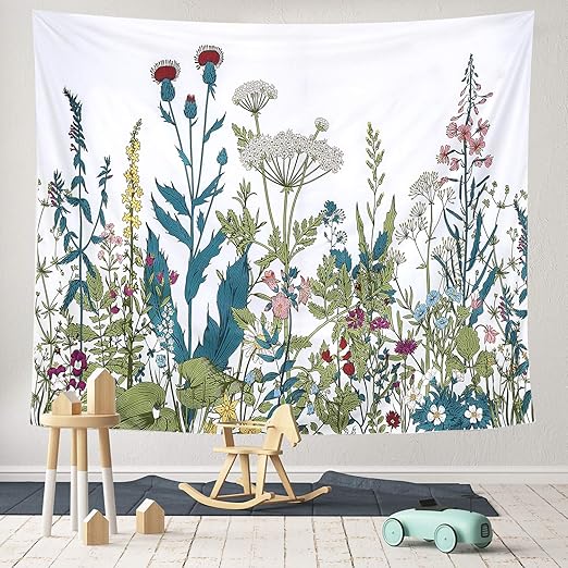 Amazon Com Homkuu Wildflower Wall Tapestry Bohemian Hippie
