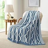 Snuggle Sac Ultra Soft Boho Throw Blanket for Couch Bed Sofa 50x60 inches, Reversible Geometric Blanket with Diamonds Microfiber Fluffy Fuzzy Cozy Knit Soft Throws Birthday Gifts for Women