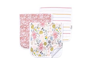 Copper Pearl Premium Baby Burp Cloths - 3-Pack Large Cotton Burp Cloths, Extra Soft Spit Up Rags with 3 Absorbent Layers, Perfect for Baby Boy and Baby Girl Gifts (21" x 10" Size, Olive Set)