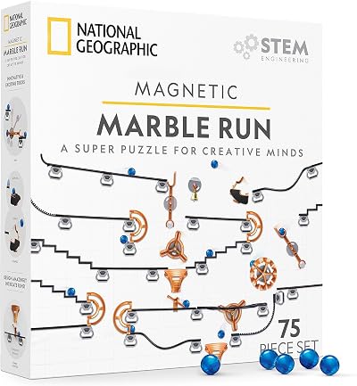 Blue Marble National Geographic Magnetic Marble Run 75-Piece STEM Kit