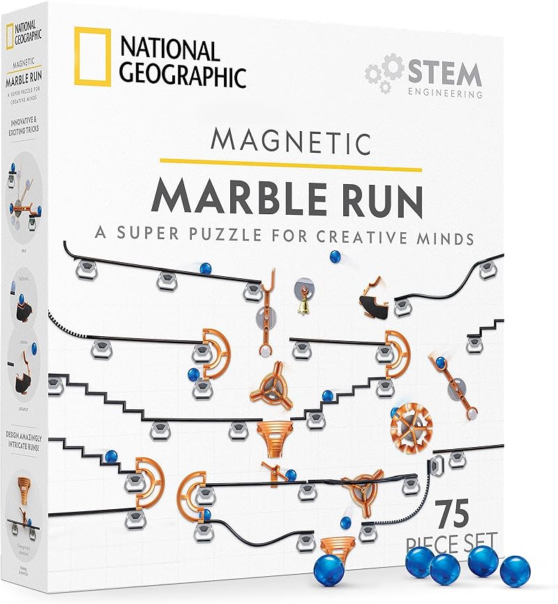 Blue Marble National Geographic Magnetic Marble Run 75-Piece STEM Kit