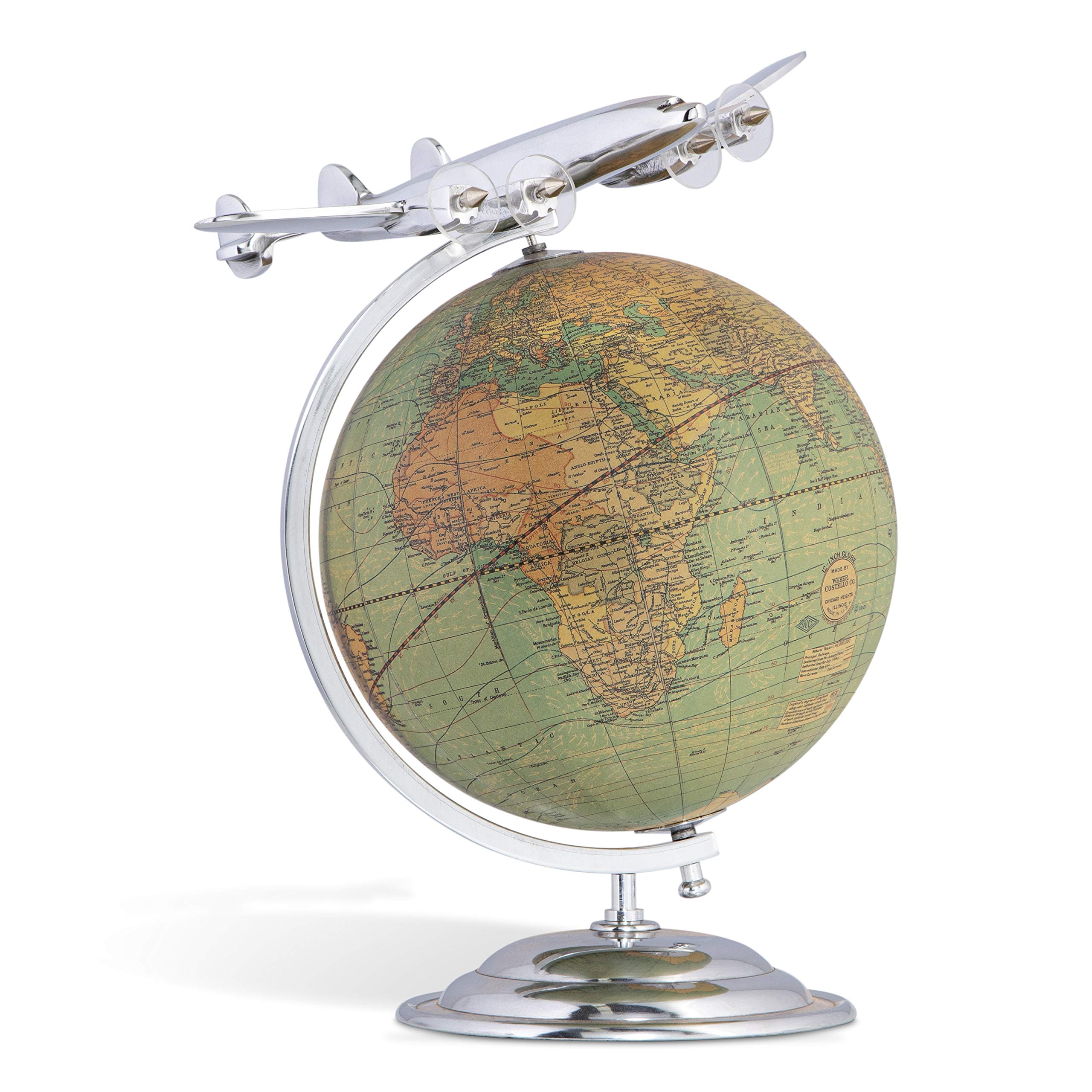 Authentic Models World Map - Authentic Details, Vintage Style, 8.7x12.2x10.4 inches, 1.98 pounds