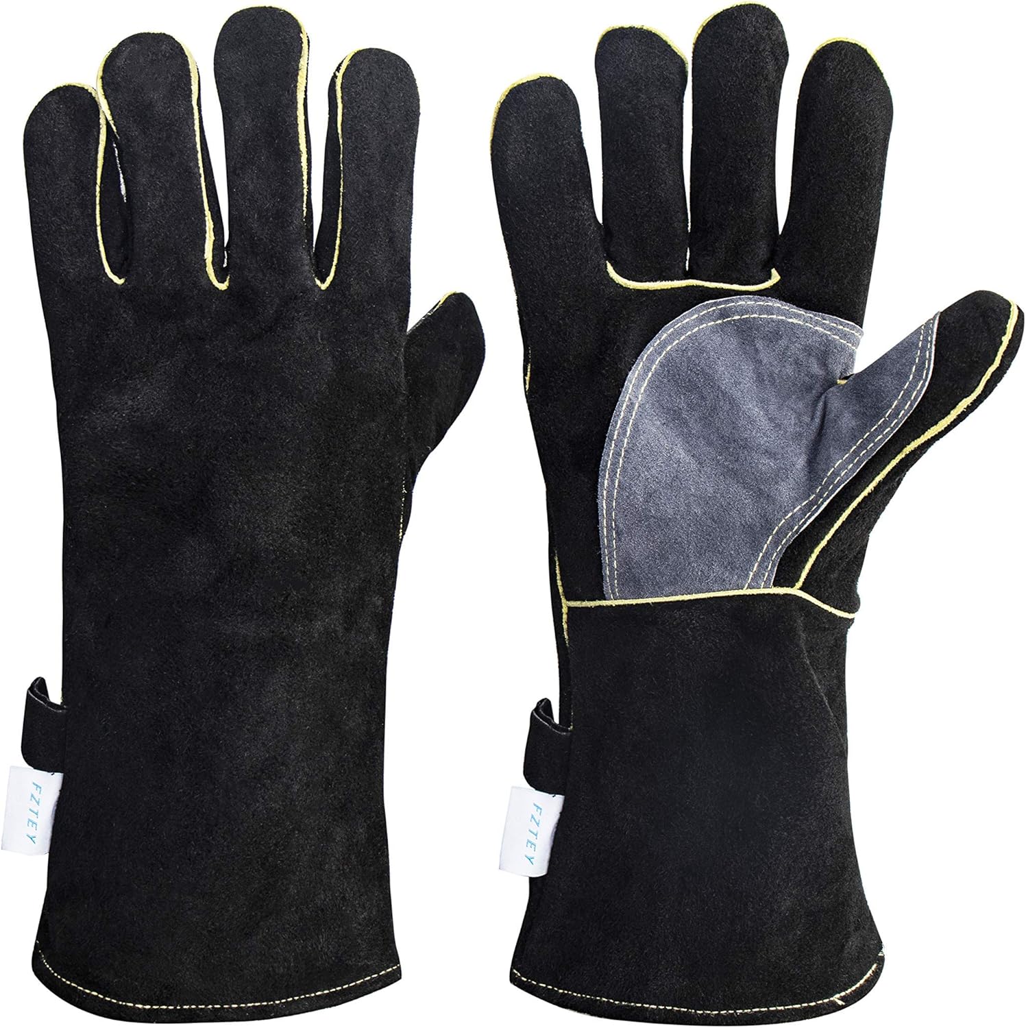 FZTEY Welding Fire Gloves For Woodburning,Fireplace, Stove, Safety Work Oven Grill: Clothing