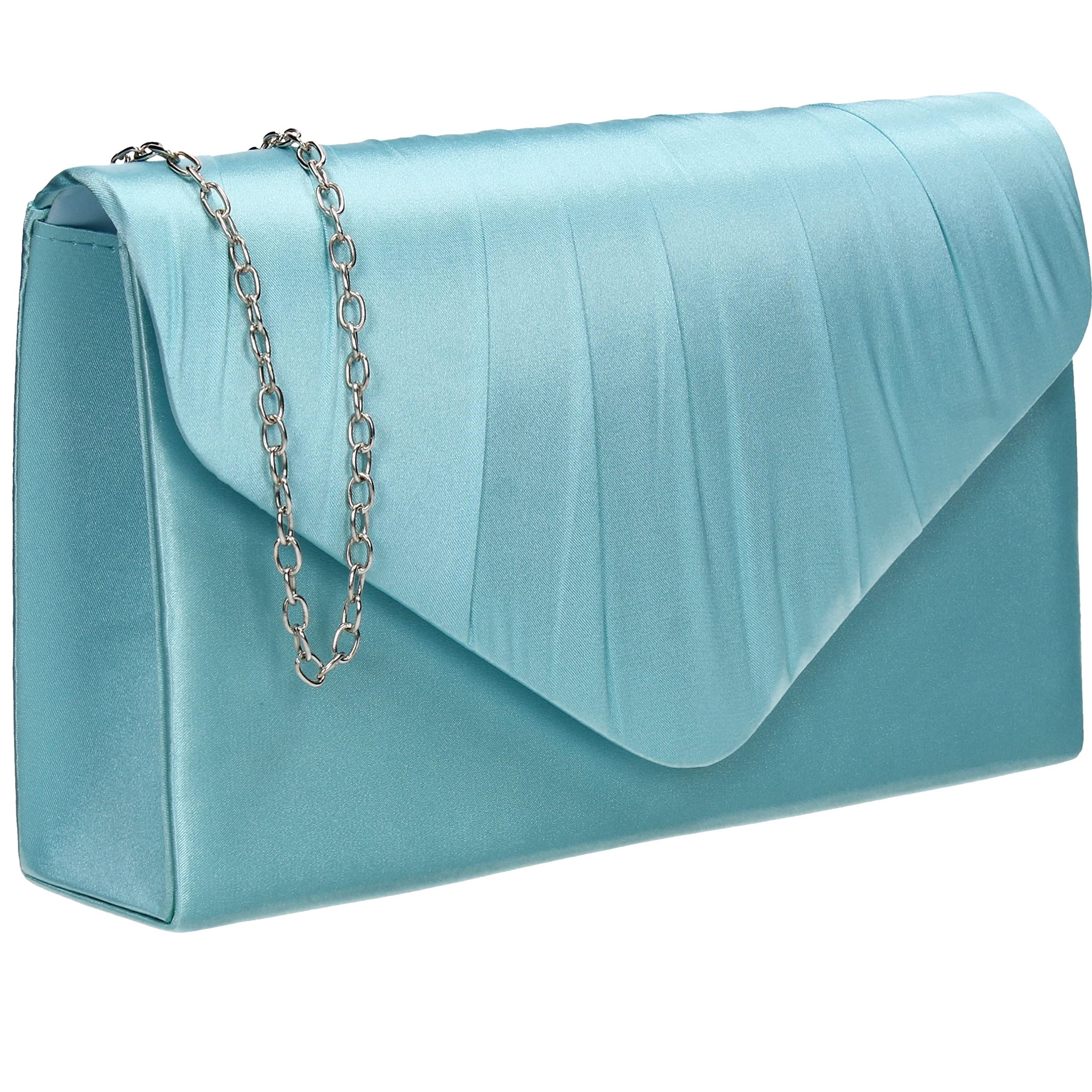 SwankySwans Chantel Womens Satin Party Prom Wedding Evening Clutch Bag Purse Mint Green