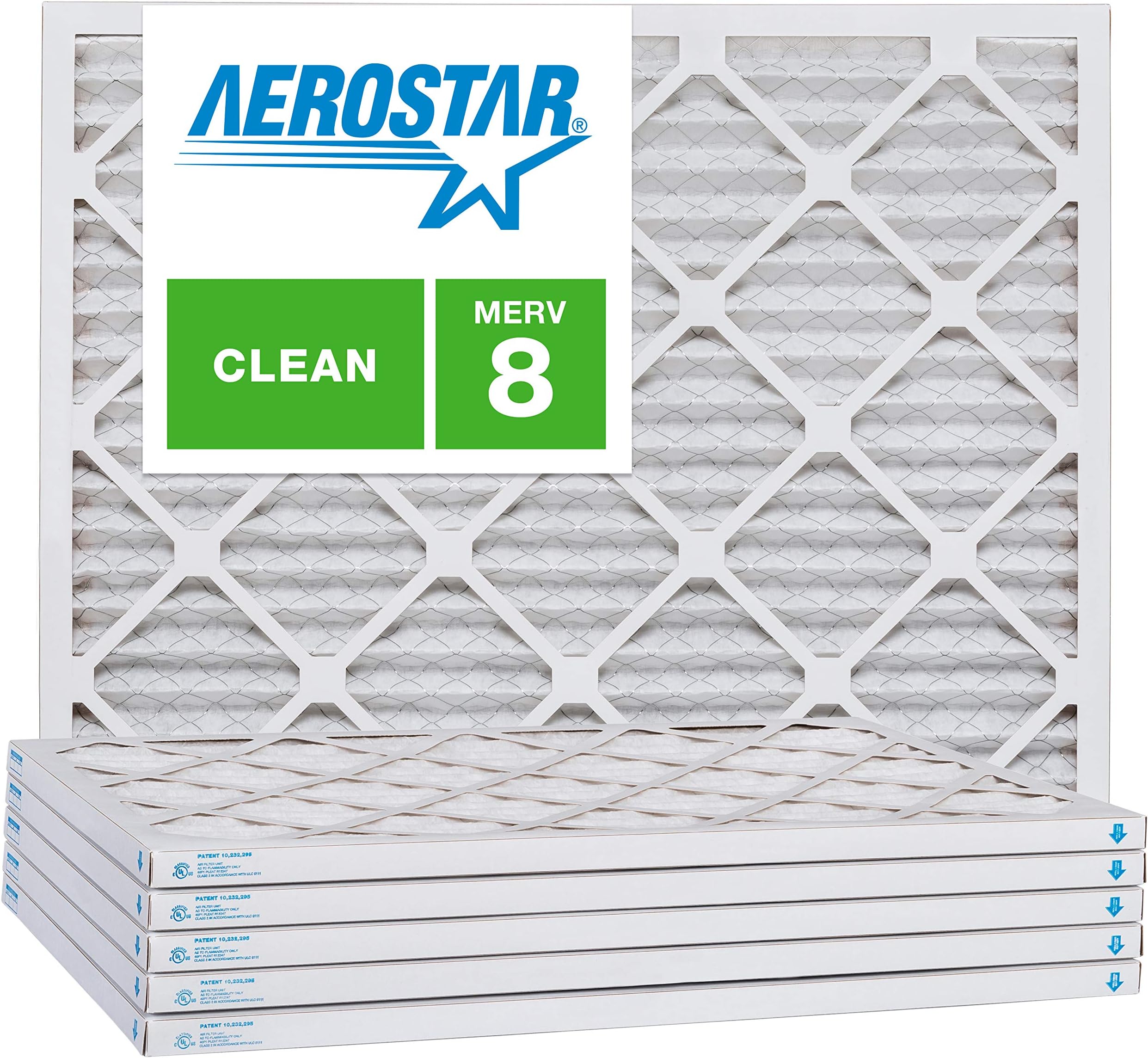 Aerostar 8x20x1 MERV 8, Pleated Air Filter, 8x20x1, Box of 6, Made in The USA