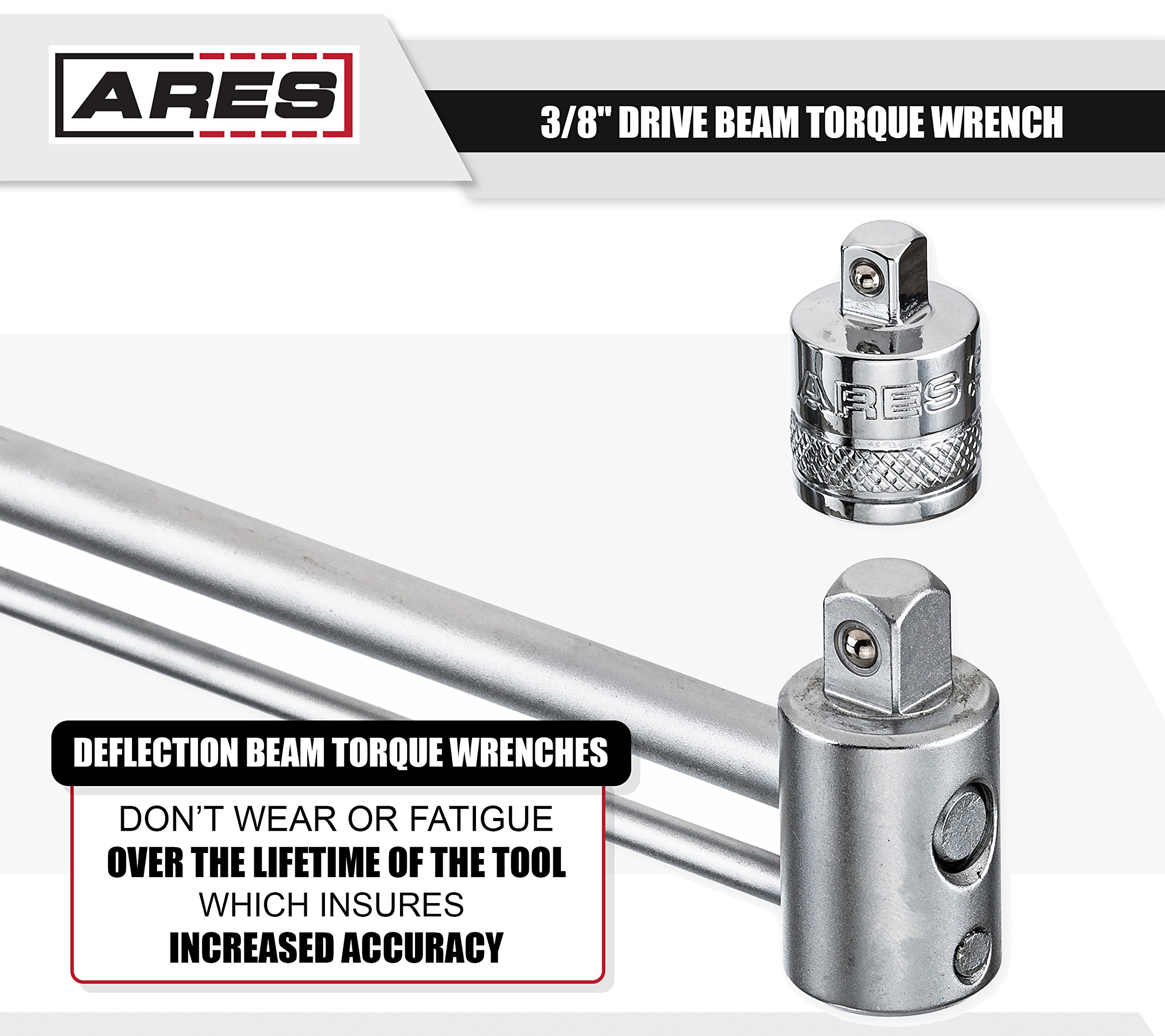 ARES 70214 3/8inch Drive Beam Torque Wrench 0800 inch/lb and 090