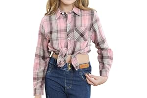 SANGTREE Womens and Girls Long Sleeve Flannel Shirt Casual Button Down Plaid Shirts, 3 Months - Adult 2XL