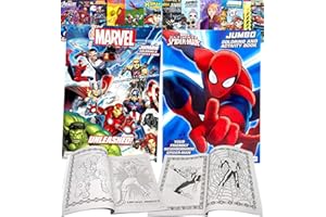 GRANSHOP Marvel Superheroes Avengers, Spiderman Ultimate Fun Arts Crafts Coloring and Activity Sticker Books Gift Set, Perforated Paper - Healthy Educational Play, for Kids Girls Boys Toddlers