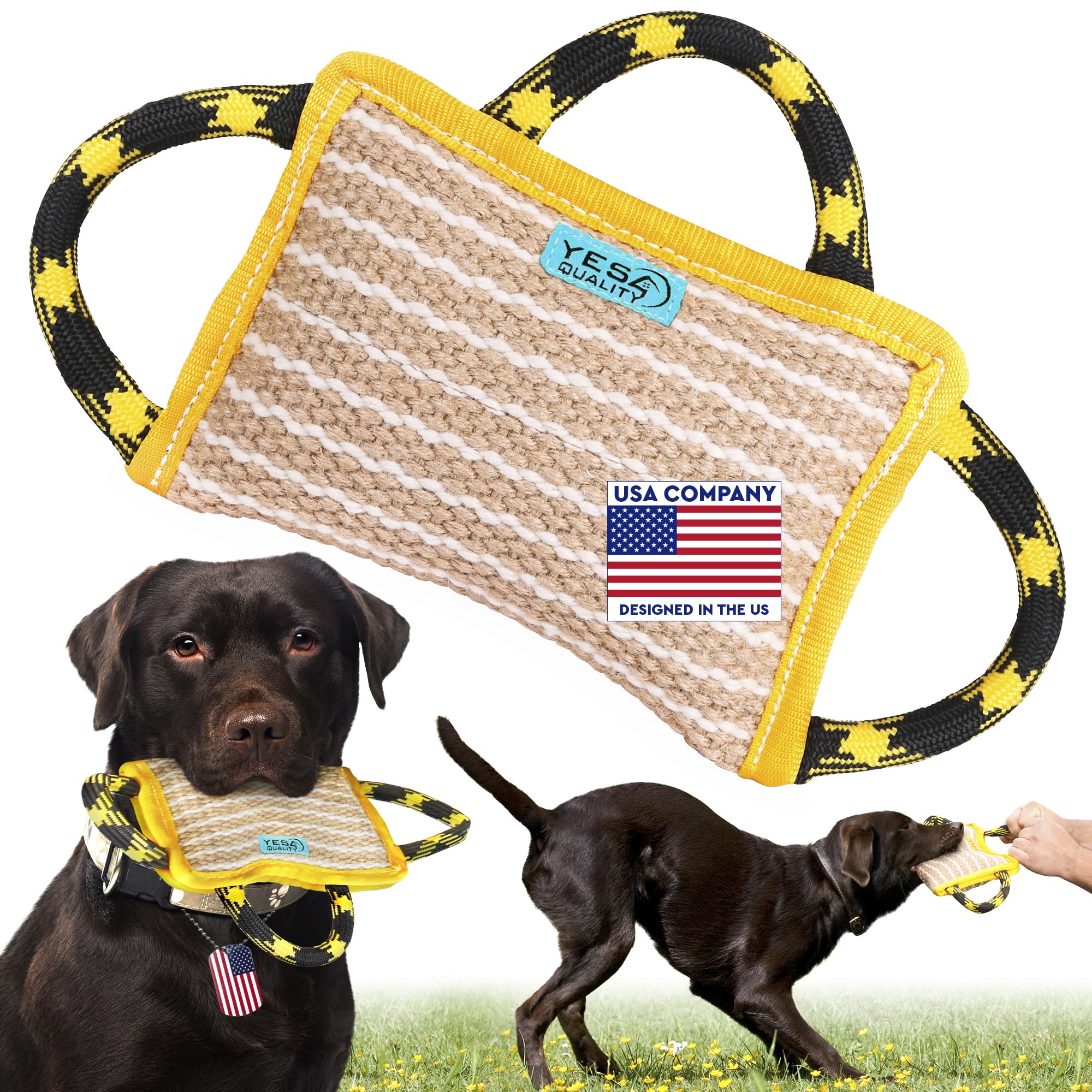 YES4QUALITY Dog Bite Pillow - 25 x 18 cm - with 3 Nylon Handles - Dog Chew Toy for Sports & Training - Tug Toy for Puppy Interactive Play - Tough & Durable Bite Sleeve for Aggressive Chewers