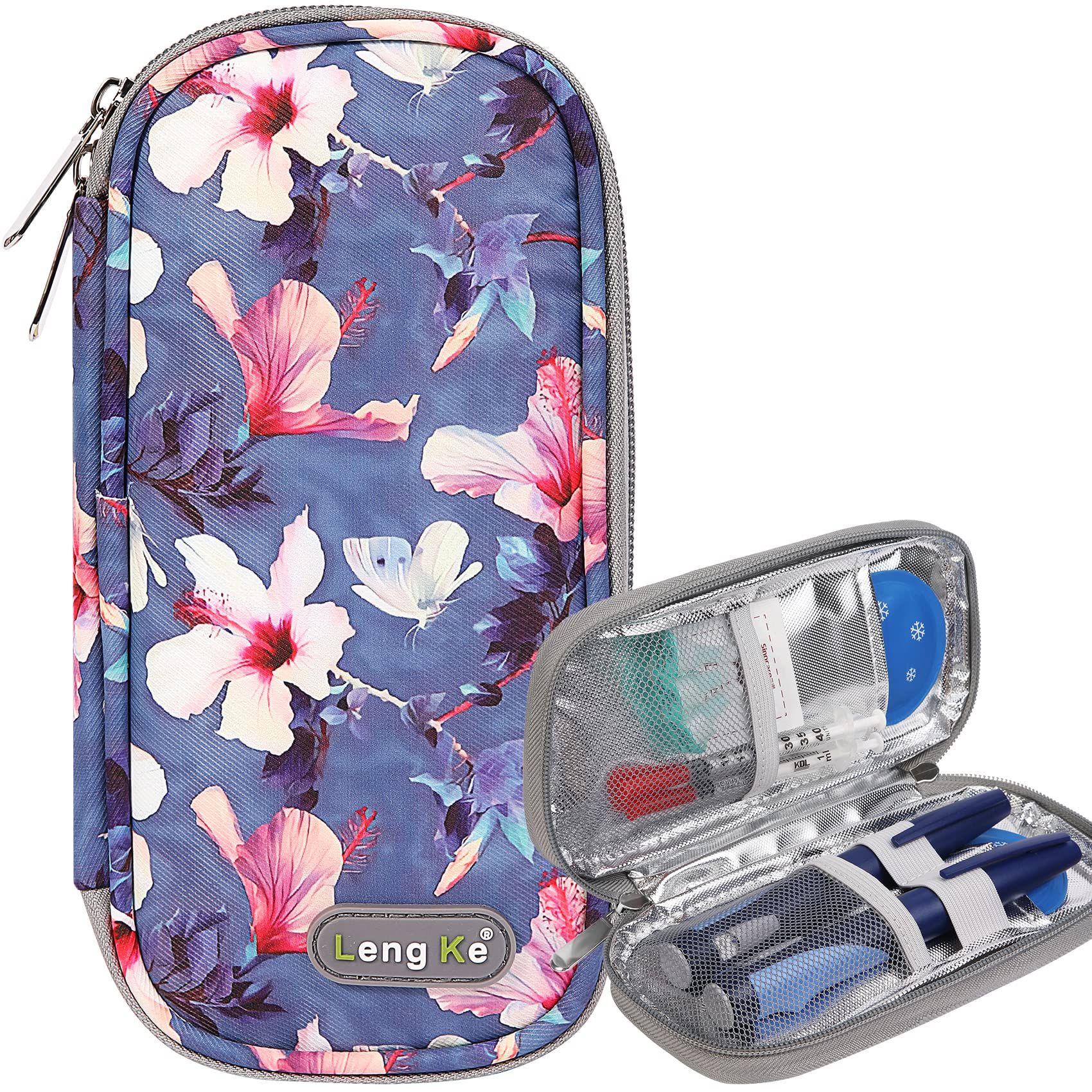 AYVANBER Insulin Cooler Travel Case Small Diabetic Medication Cooler Portable Cooling Bag with 2 Reusable Gel Ice Packs for Insulin Pens While Traveling and Other Diabetic Supplies (Begonia Flower) — image 1