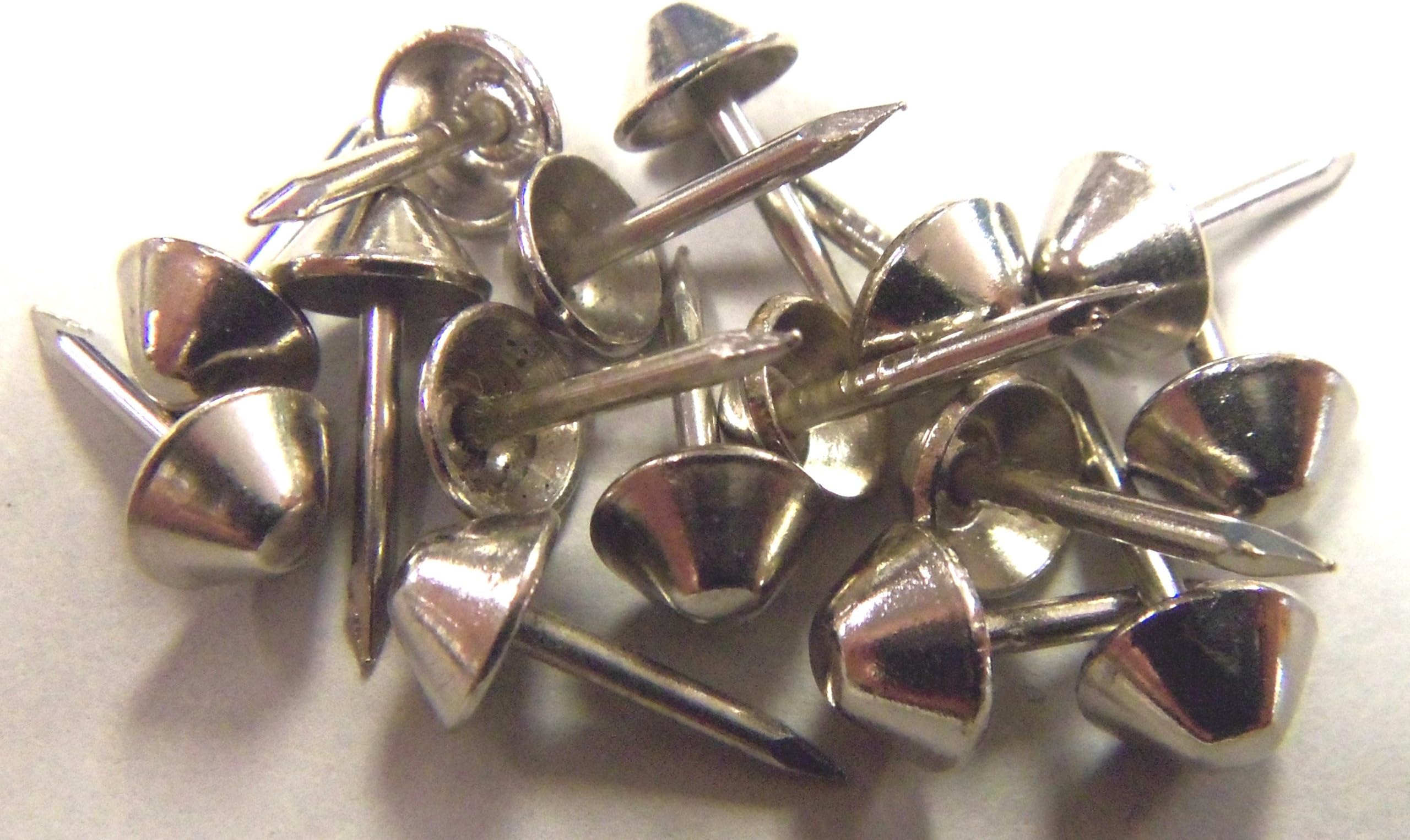 Bright Nickel Plated Cone Head Tapered Decorative Tack Nail Upholstery Stud 100 pcs