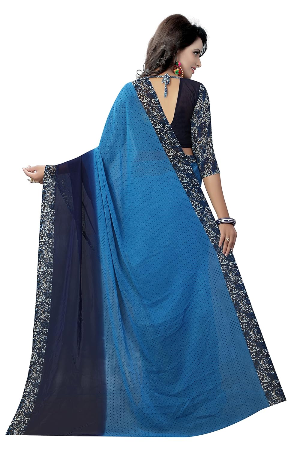 j b fashion women's multi colour georgette saree with blouse material