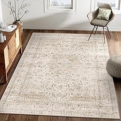 WondRg 5x7 Washable Beige Vintage Area Rug for