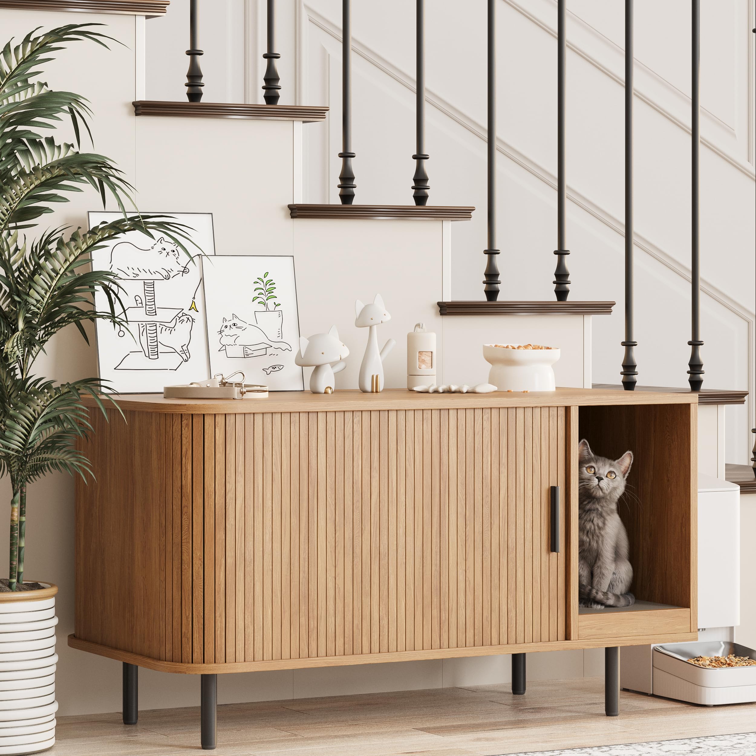 Photo 1 of *************
Previously opened and missing pieces****************
Cat Litter Box Enclosure with Cat Scratch Pad, Sliding Door, 37.4" Litter Box Enclosure Furniture Hidden Litter Box, Modern Indoor Cat House, TV Stand, Side End Table for Living Room, Natu