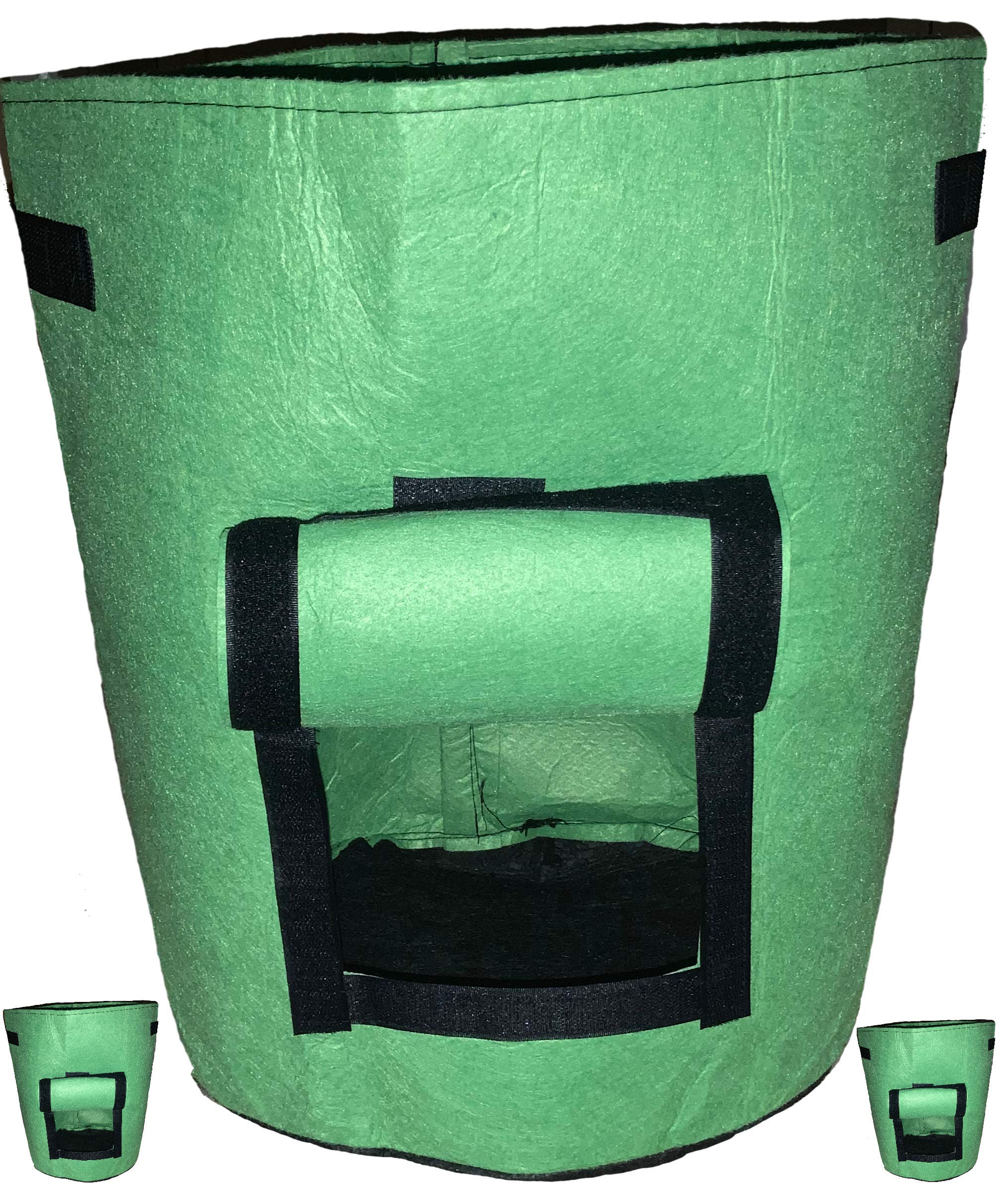Durable & Strong Fabric Plant Pots Vegetable Root Grow Bags Garden Multi Size (7 Gallon / 29 Litre, 3x Root Vegetable Green)