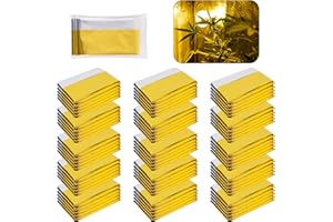 YUSHANJU 30 Pack High Reflective Mylar Sheets Plant Growth Mylar Films Garden Greenhouse Covering Foil Sheets for First Aid Blanket Growth Room Camera Reflector Simple Tent Outdoor Emergency(Gold,83x51 Inch)