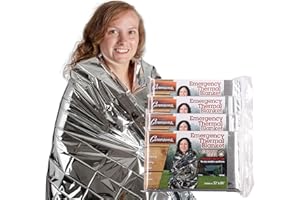 Grizzly Gear Emergency Mylar Blanket 4 Pack- 7' x 4' 1/3" Thermal Weatherproof Survival Gear- Durable Tearproof Prepper Supplies