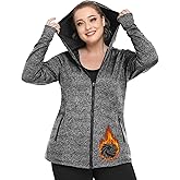 FOREYOND Plus Size Fleece Jackets for Women Thermal Zip Up Hoodies Running Athletic Winter Coats with Thumble Holes