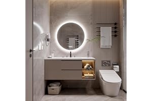 luminorcrest 20 inches Round LED Mirrors for Bathroom,Anti-Fog,Tempered Glass,3 Colors Dimmable,Front and Backlit,CRI90+,Wall