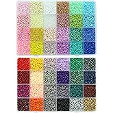Nowsruiver Size 3mm Glass Seed Beads 48 Colors Total About 14400pcs,8/0 Seed Beads in Storage Box for Jewelry Making