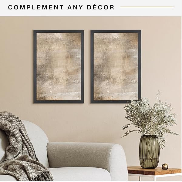 MCS STUDIO GALLERY 16X24 POSTER FRAME BLACK WOODGRAIN ENGINEERED WOOD, VERTICAL & HORIZONTAL WALL HANGING LARGE PICTURE FRAME FOR PHOTOS, POSTERS & ART PRINTS (2-PACK)
