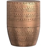 SIMPLIHOME Johnsen 15" Wide Drum Iron Table in Antique Copper | Boho solid iron drum table with tribal pattern; fully assembled round end table for living room, bedroom or home office use.