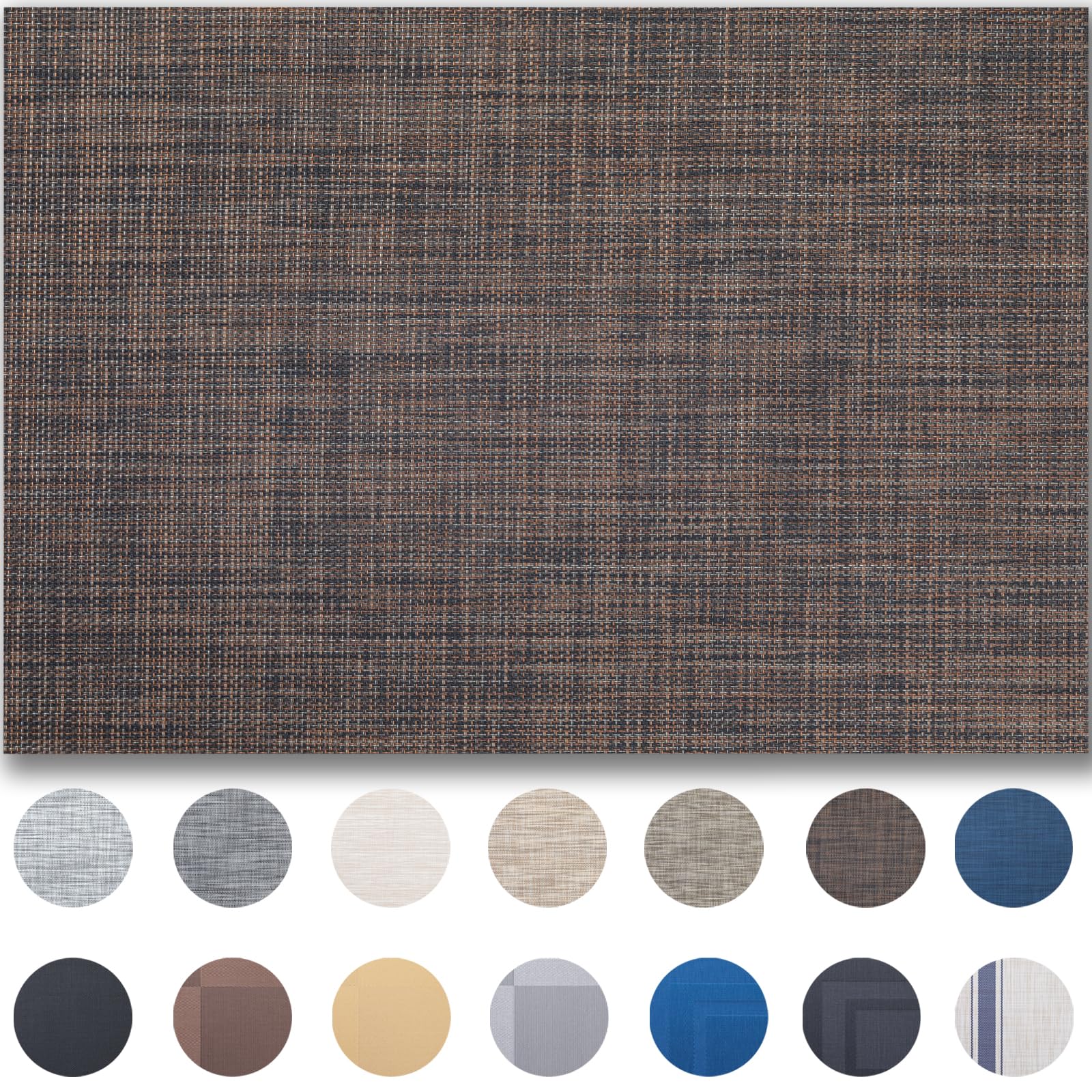 Photo 1 of ***DIFFERENT DESIGN*** Placemats Set of 4 - Easy Clean Woven Vinyl Placemats for Dining Table, Indoor/Outdoor Place Mats, Washable PVC Table Mats?Black/Brown?