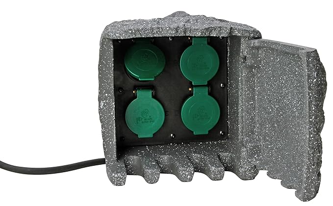 Kopp Energiestation mit 4 Schuko-Steckdosen, IP44, 5m Zuleitung, grau, 145320016