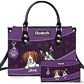 Personalized Dog Lover Leather Bag – Custom Purse with Dog Breed & Name, Handbag Gifts for Women, Dog Mom, Pet Lovers