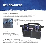 Faithfull Suede Leather 2 Pocket Nail Pouch Belt Hammer Loop Adjustable Black view 4