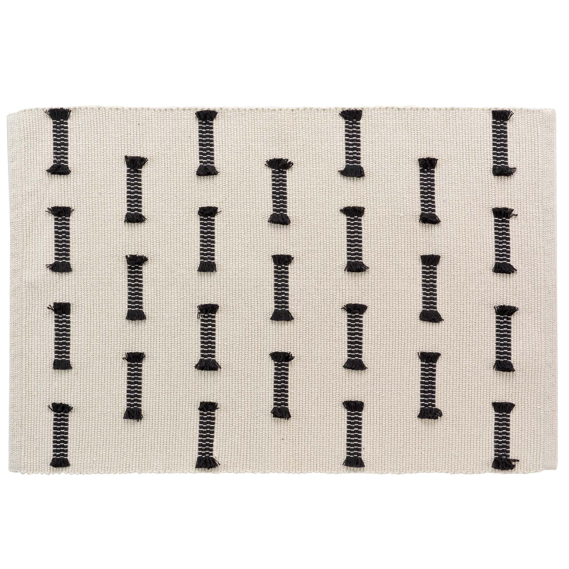 Douceur d'Intérieur, Juline Natural Cotton Woven Plain Rectangular Rug (50 x 80 cm) with Cut Threads
