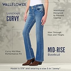 WallFlower Women's Luscious Curvy Bootcut Mid-Rise
