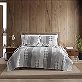 Eddie Bauer - Twin Quilt Set, Cotton Reversible Bedding with Matching Sham, Home Decor for All Seasons (Fairview Grey, Twin)