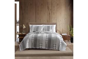 Eddie Bauer Home - Queen Quilt Set, Cotton Reversible Bedding with Matching Shams, Home Decor for All Seasons (Fairview Grey, Queen)
