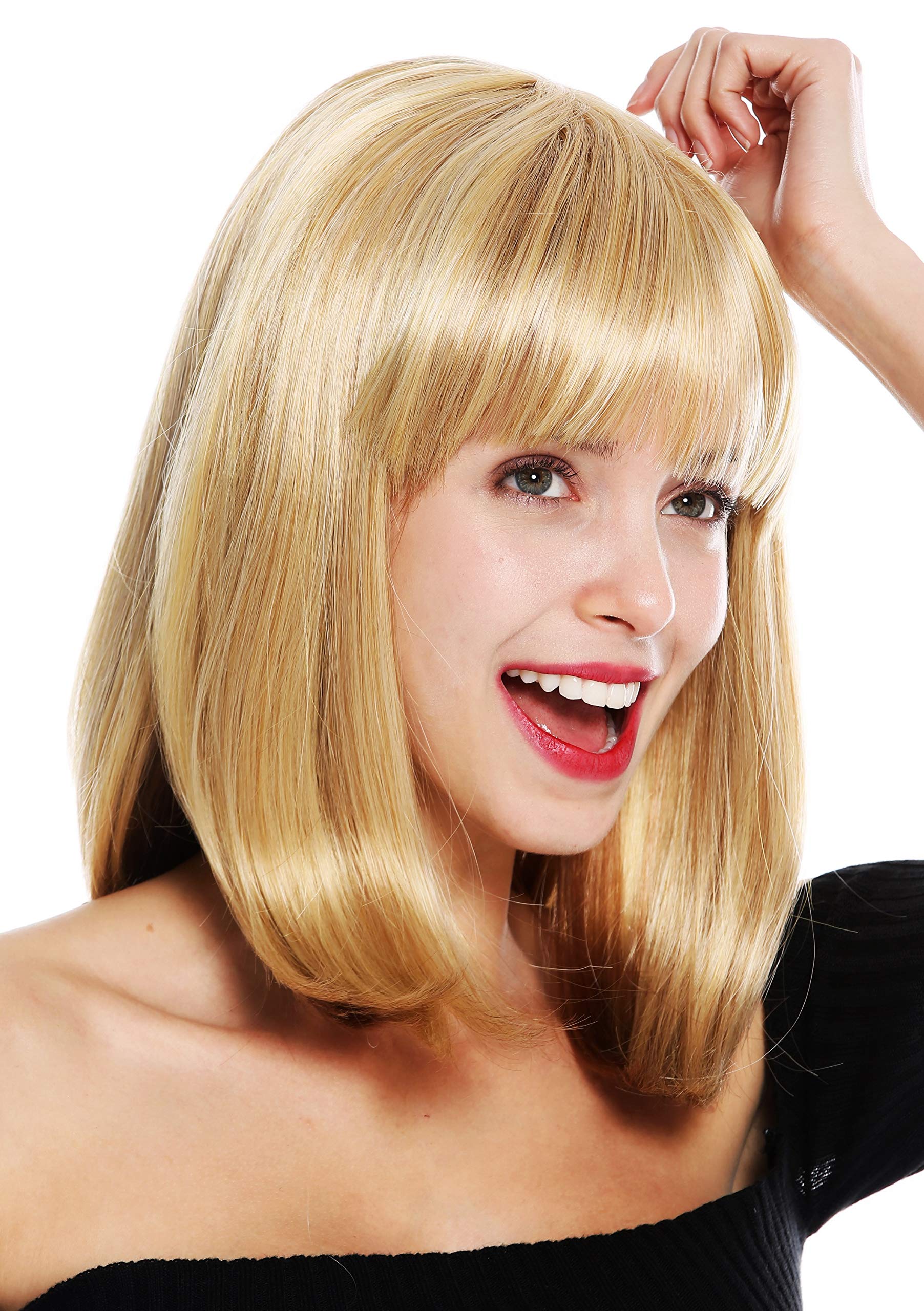 WIG ME UP - VK-1-660H quality women's wig short shoulder length long bob fringe sleek blonde light blonde mix