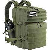 LHI Military Tactical Backpack for Men and Women 45L Army 3 Days Assault Pack Bag Large Rucksack with Molle System Army Green