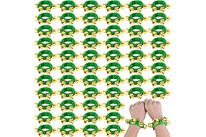 UZLU 48 Pcs Christmas Wrist Band Bell Bracelet Wrist Band Shaking Bell Musical Instruments Adjustable Bell Rhythm Wristband Bell Bulk for School Family Christmas Percussion Party Favor Adults,Green