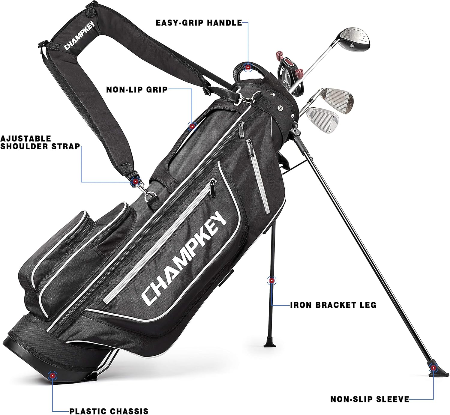 Champkey PRO Lightweight Golf Stand Bag - Easy to Carry & Durable Pitch Golf Bag – Golf Sunday Bag Ideal for Golf Course & Travel : Sports & Outdoors