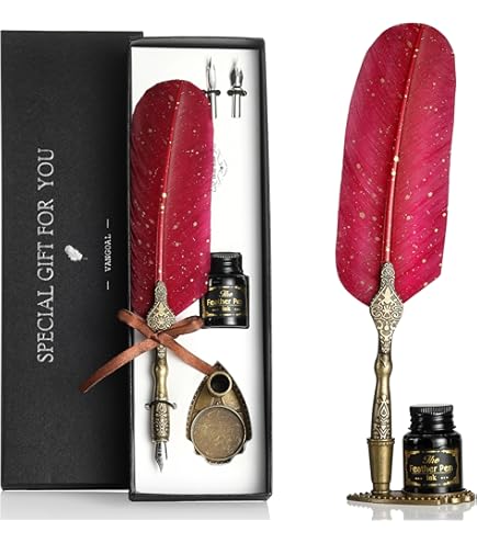 Feather Pen And Wax Seal Starter Kit Junhartt Quill Feather Pen And Ink ...