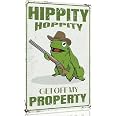 Targa In Latta Retrò 'Hippity Hoppity Get Off My Property' 20x30 Cm: Decorazione Da Parete Vintage Per Garage E Man Cave