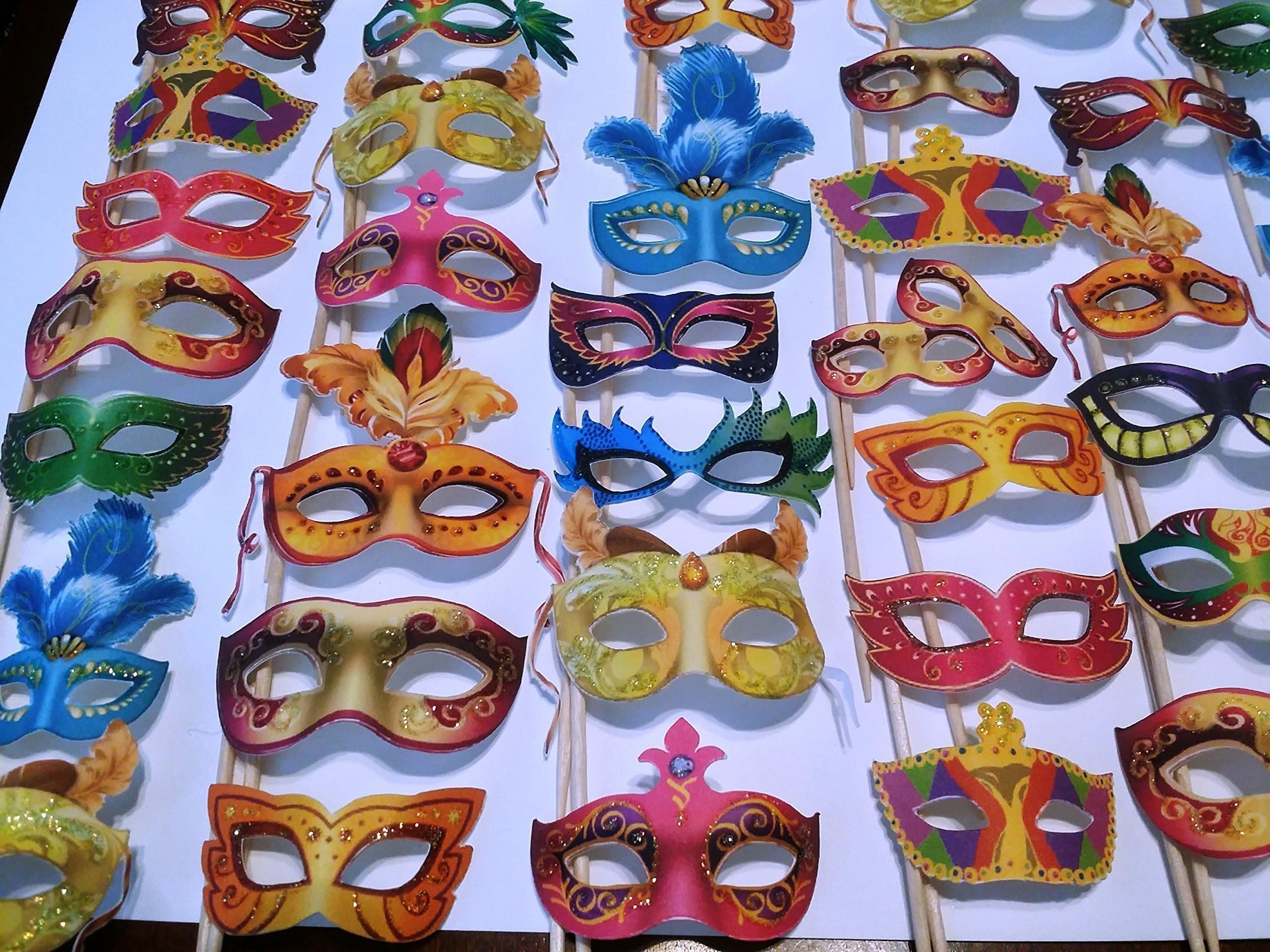 Individually Hand Glittered Masquerade Cupcake Toppers - Ready to Use. 12 count Assortment