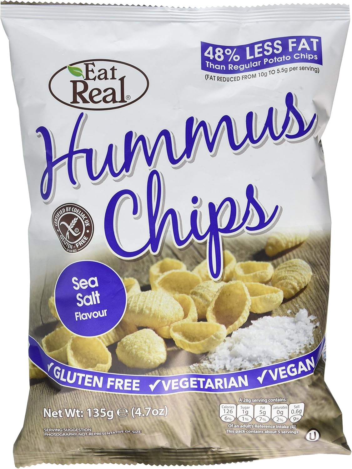 Eat Real Hummus Chips Sea Salt, 135g Amazon.co.uk Prime Pantry