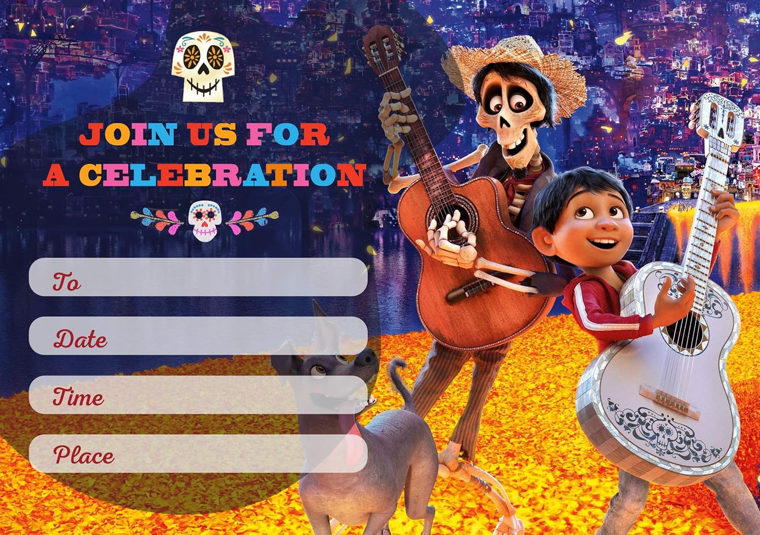Amazon.com: Coco Invitation Cards – 20 Fill-in Invites for Kids ...