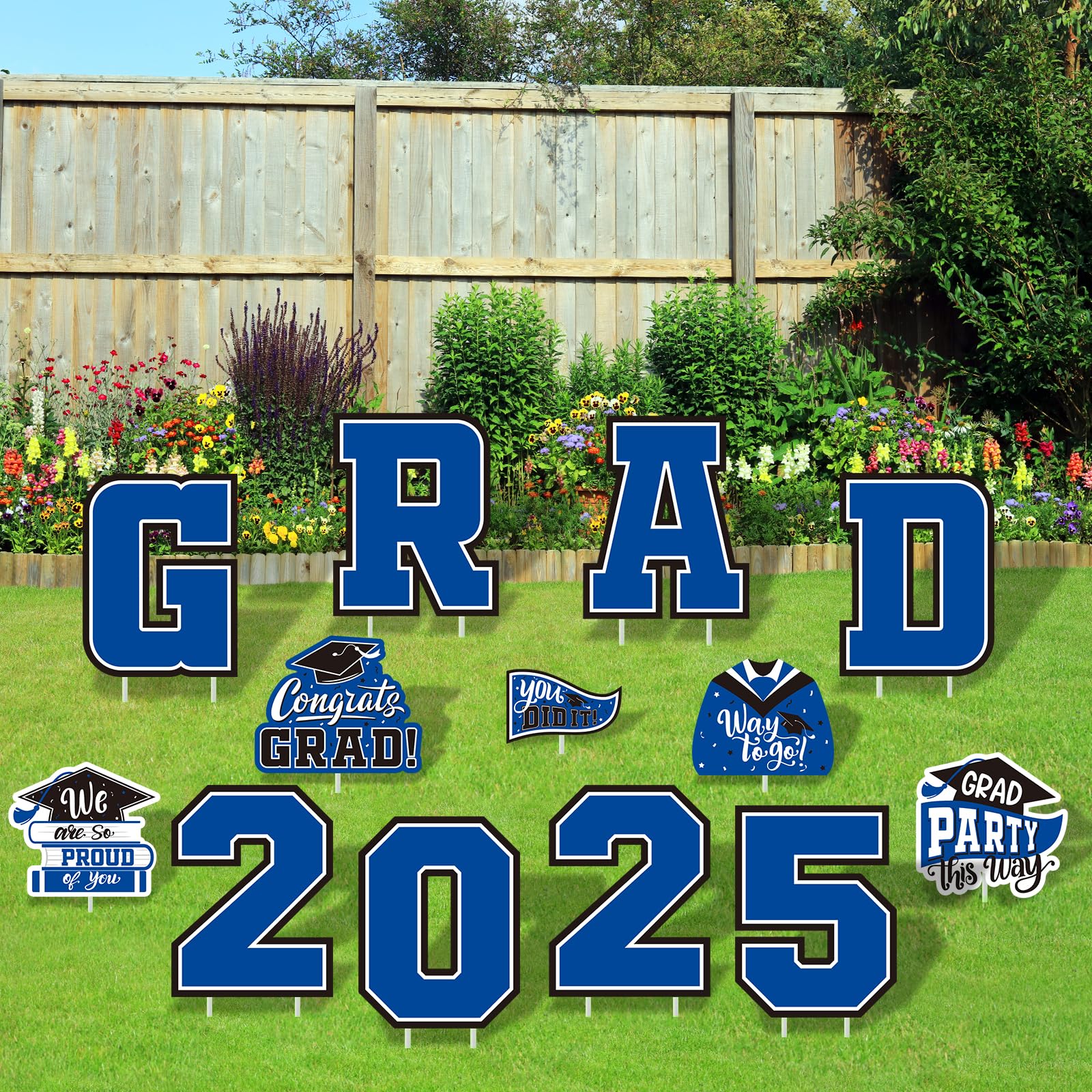 Photo 1 of Blue Themed Graduation Decorations 2025 - Graduation Yard Signs Class of 2025,Congratulate Graduation yard signs - Graduation Party Supplies for High School & Graduation Party Decorations