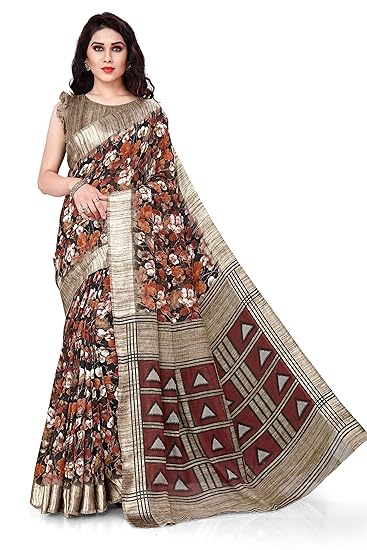 Womens Cotton Floral Prints Saree With Blouse Piece