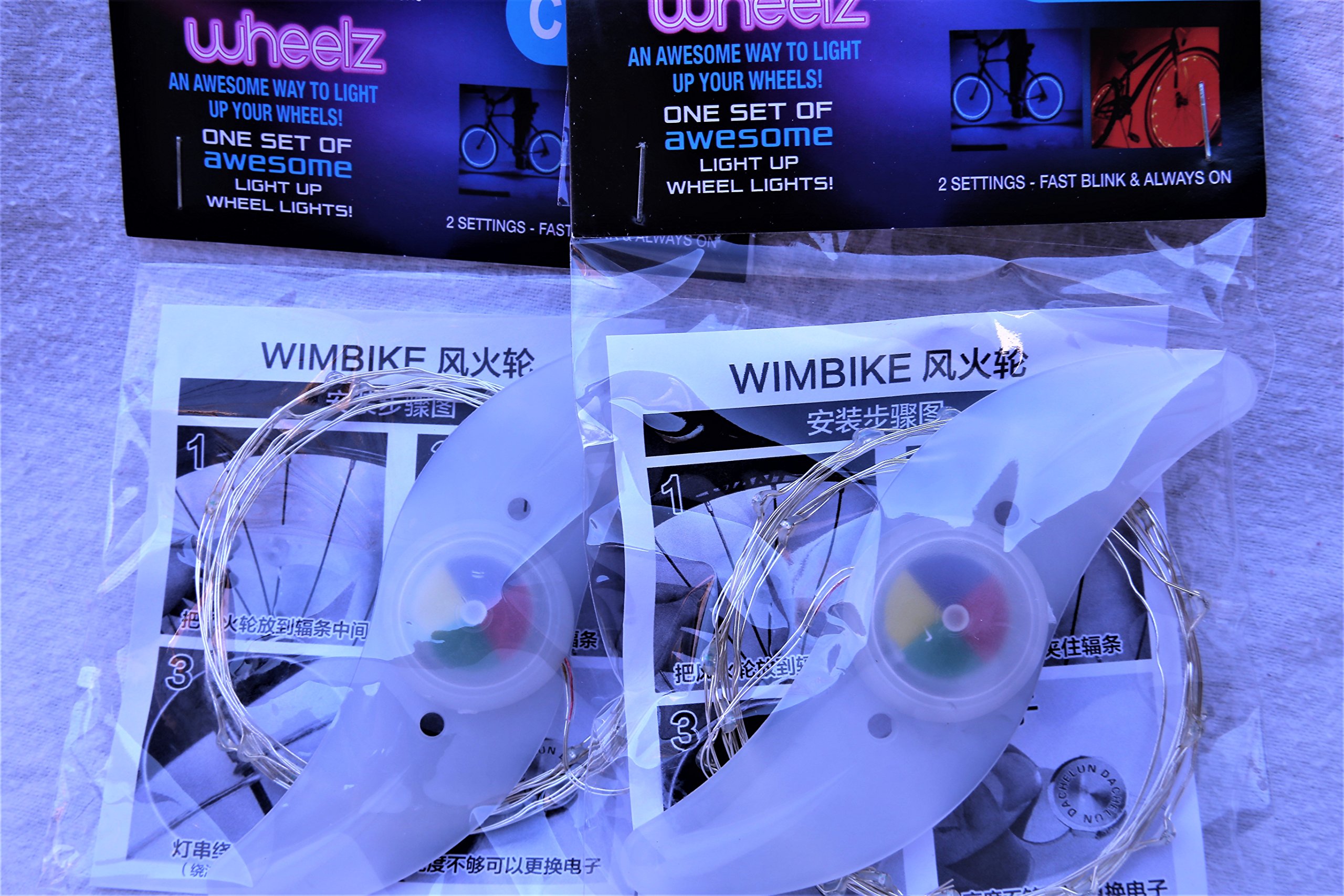 Front, Back AND both Wheel lights AND FREE credit card folding knife from Camp Luna Lover (Green)