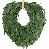 AMORISE 24" Norfolk Pine Wreath, Artificial Christmas Wreaths, Real Touch Green Winter Garland for Front Door Wall Window Indoor Outdoor Christmas Home Holiday Decor, FF13